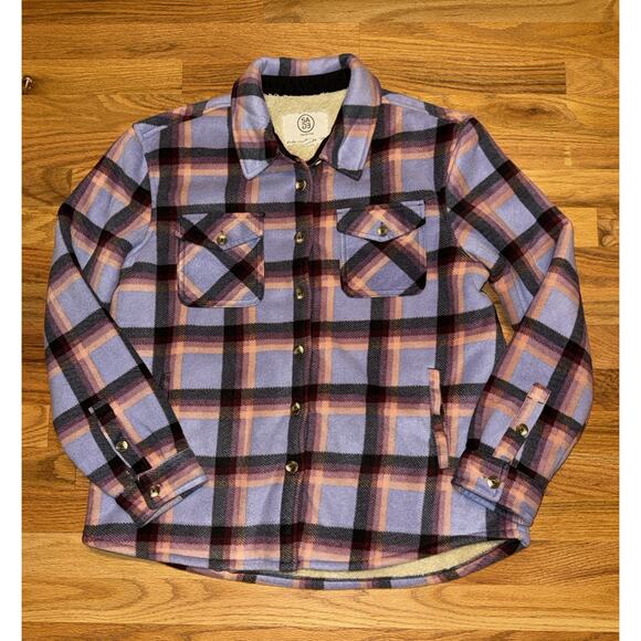 Sage Jackets & Blazers - Womens SAGE Collective Shirt Jacket Plaid Fleece Sherpa Lined Shacket Sz Large